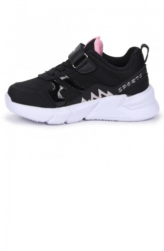 Kiko Kids 1001 Cırtlı Kızerkek Çocuk Spor Ayakkabı Siyah Pembe