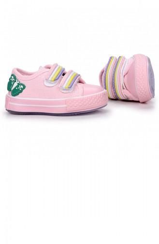 Kiko Kids Alf 134 Renkli Cırt Işıklı Kızerkek Çocuk Keten Spor Ayakkabı Pembe