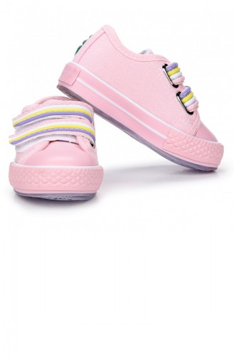Kiko Kids Alf 134 Renkli Cırt Işıklı Kızerkek Çocuk Keten Spor Ayakkabı Pembe
