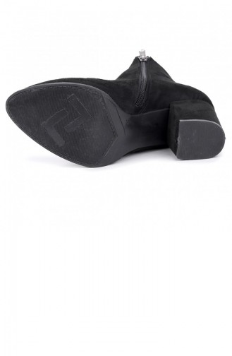 Woggo 504 Süet 6 Cm Topuk Kadın Bot Ayakkabı Siyah