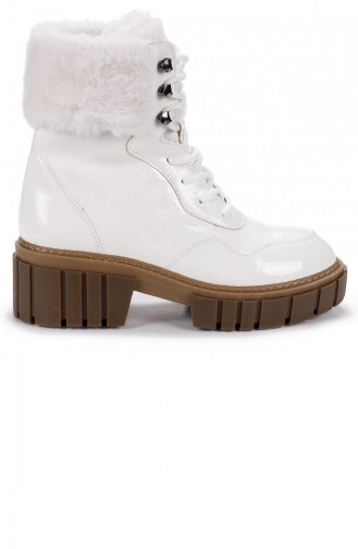 Woggo Pnt 431051 Kırışık Günlük Termo Taban Kadın Bot Ayakkabı Beyaz