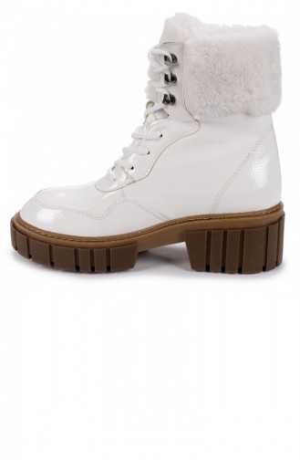 Woggo Pnt 431051 Kırışık Günlük Termo Taban Kadın Bot Ayakkabı Beyaz