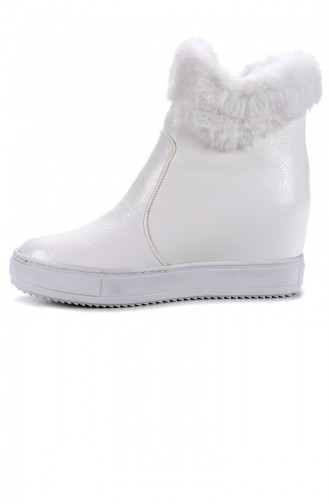 Woggo Pnt 635352 Kırışık Günlük Termo Taban Kadın Bot Ayakkabı Beyaz