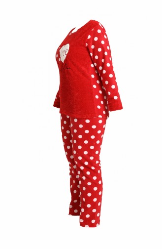 Akbeniz Welsoft Polar Kadın Büyük Beden Pijama Takımı 808011 Kırmızı
