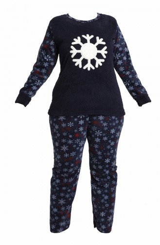 Akbeniz Welsoft Polar Kadın Büyük Beden Pijama Takımı 808015 Lacivert
