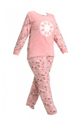 Akbeniz Welsoft Polar Kadın Büyük Beden Pijama Takımı 808016 Somon