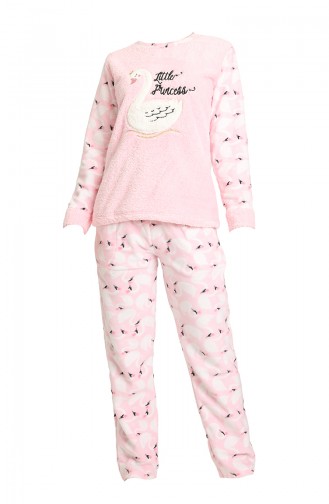 Akbeniz Welsoft Polar Kadın Pijama Takımı 8455 Somon