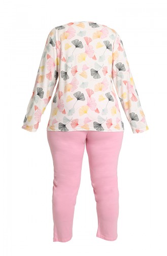 Büyük Beden Pijama Takımı 202111-01 Ekru