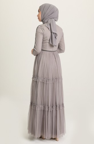 Gray Hijab Evening Dress 1081-01