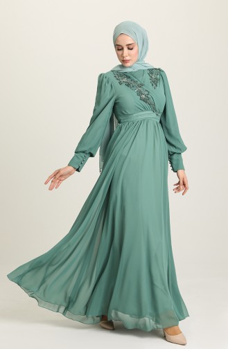 Mint Green Hijab Evening Dress 52796-05