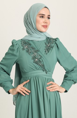 Mint Green Hijab Evening Dress 52796-05