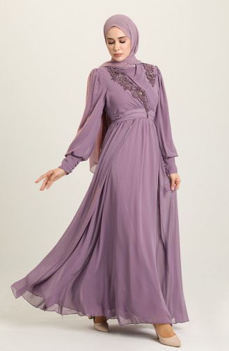Violet Hijab Evening Dress 52796-06