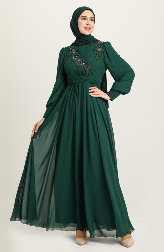 Green Hijab Evening Dress 52796-07