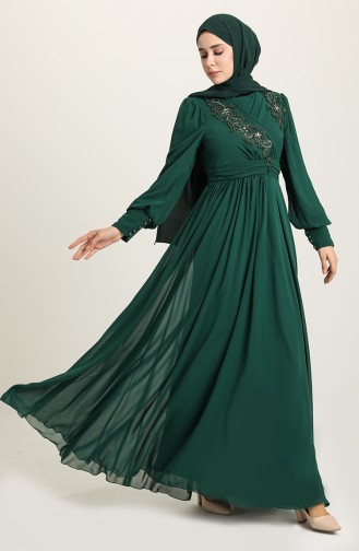 Green Hijab Evening Dress 52796-07