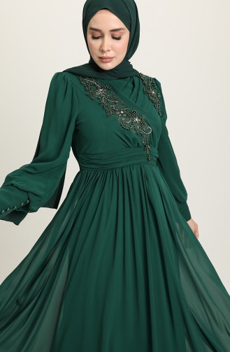 Green Hijab Evening Dress 52796-07