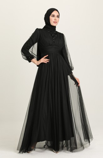 Schwarz Hijab-Abendkleider 3403-06