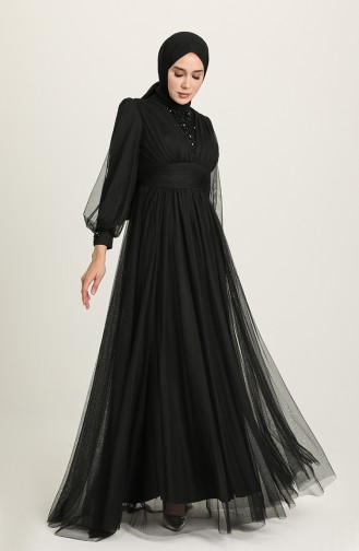 Schwarz Hijab-Abendkleider 3403-06