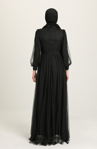 Black Hijab Evening Dress 3403-06