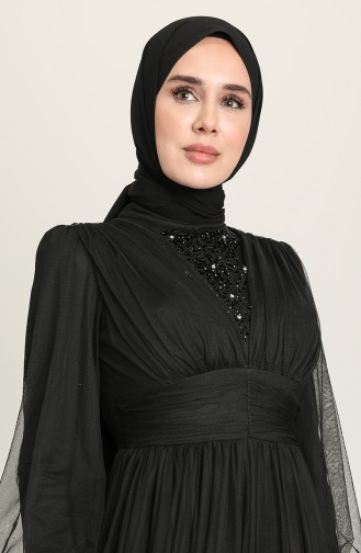 فساتين سهرة بتصميم اسلامي أسود 3403-06