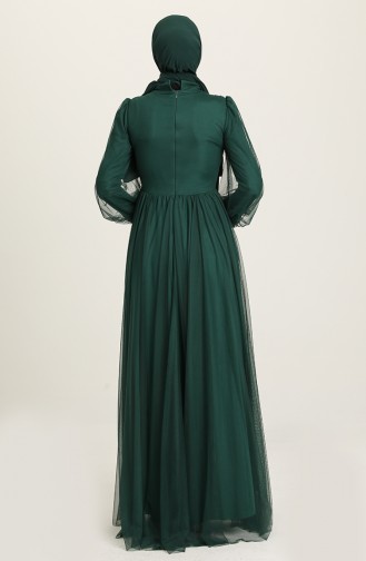 Emerald Green Hijab Evening Dress 3403-07