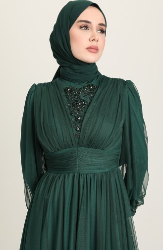 فساتين سهرة بتصميم اسلامي أخضر زمردي 3403-07