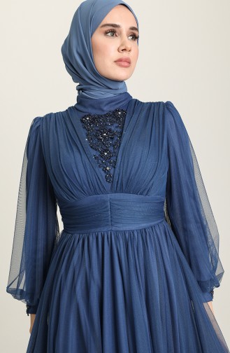 Indigo Hijab Evening Dress 3403-08