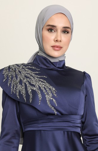 Navy Blue İslamitische Avondjurk 4910-04