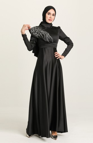 Black Hijab Evening Dress 4910-06