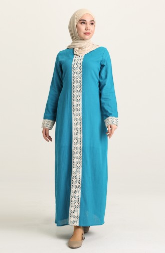 Petroleum-Blau Hijab Kleider 0061-01