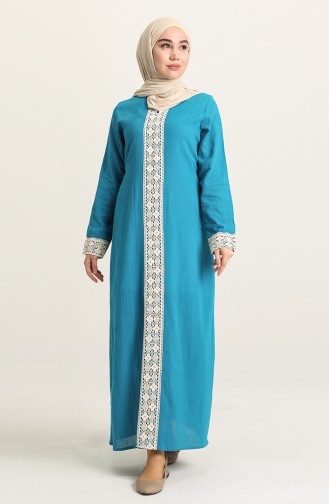 Robe Hijab Bleu Pétrole 0061-01