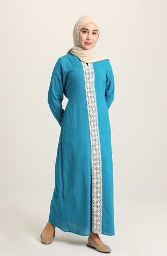 Robe Hijab Bleu Pétrole 0061-01