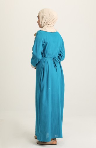 Robe Hijab Bleu Pétrole 0061-01