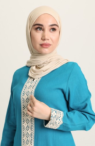 Petroleum-Blau Hijab Kleider 0061-01