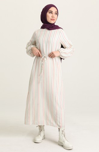 Cream Hijab Dress 1068-01