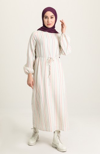 Cream Hijab Dress 1068-01