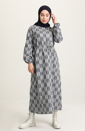 Navy Blue Hijab Dress 1069-01