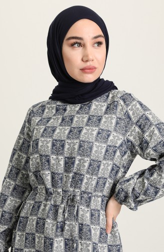 Navy Blue Hijab Dress 1069-01
