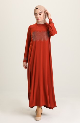 Ziegelrot Hijab Kleider 2060-01