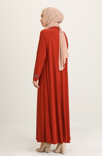 Taş Baskılı Elbise 2060-01 Kiremit