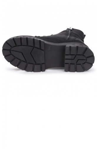 Woggo Twg 7640 Nubuk Bağcıklı Kadın Bot Ayakkabı Siyah