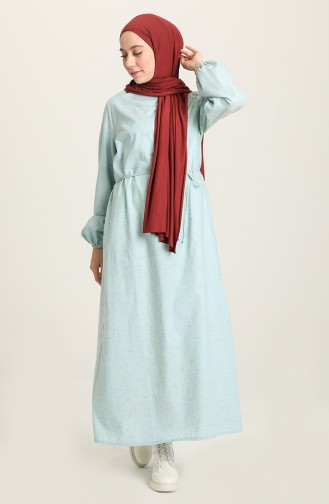 Wassergrün Hijab Kleider 1070-02