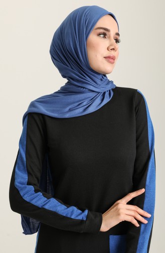 Schwarz Hijab Kleider 3262-18