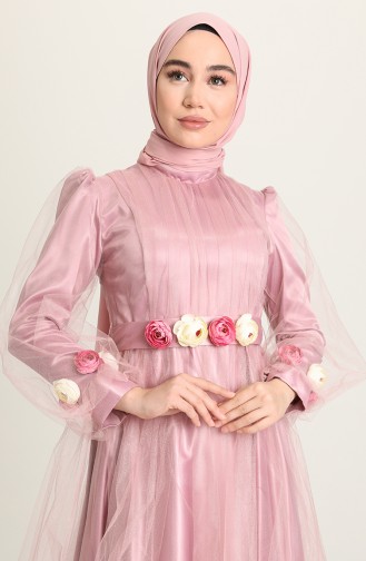 Pink Hijab Evening Dress 1077-03