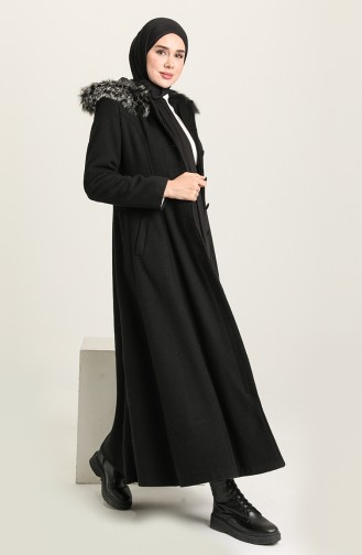 Hooded Cashmere Coat 712011-01 Black 712011-01