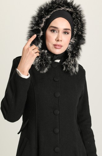 Hooded Cashmere Coat 712011-01 Black 712011-01