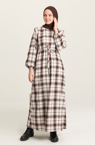 Brown Hijab Dress 22K8460-01