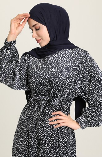 Dunkelblau Hijab Kleider 22K8533-01