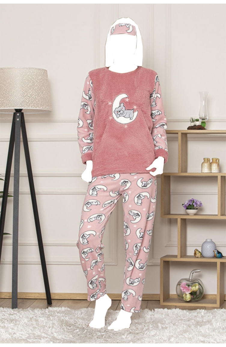 Kadın Kışlık Polar Pijama Takımı Tampap 520 520-01 Pembe