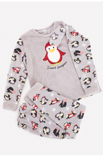Gray Baby and Children`s Pajama Set 3043-01