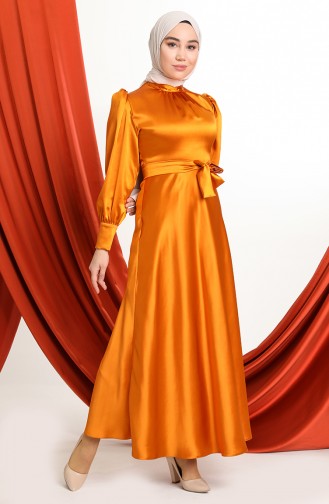 Mustard Hijab Evening Dress 2155-03